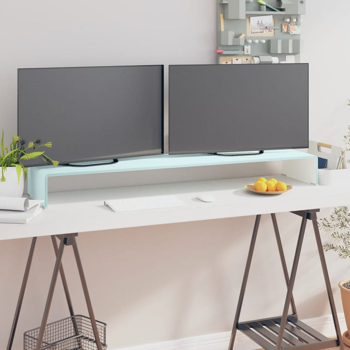 TV-meubel/monitorverhoger wit 120x30x13cm glas