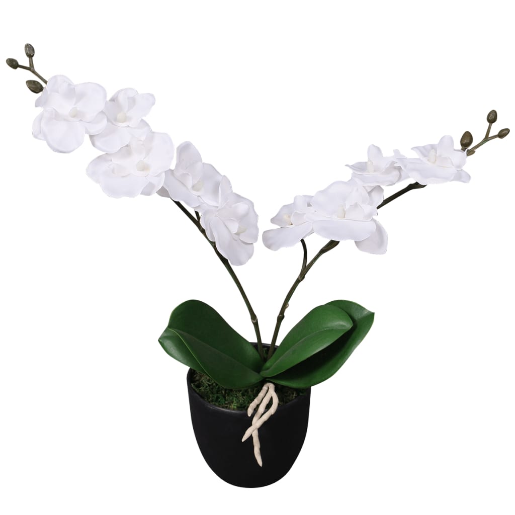 Kunstplant met pot orchidee 75 cm wit