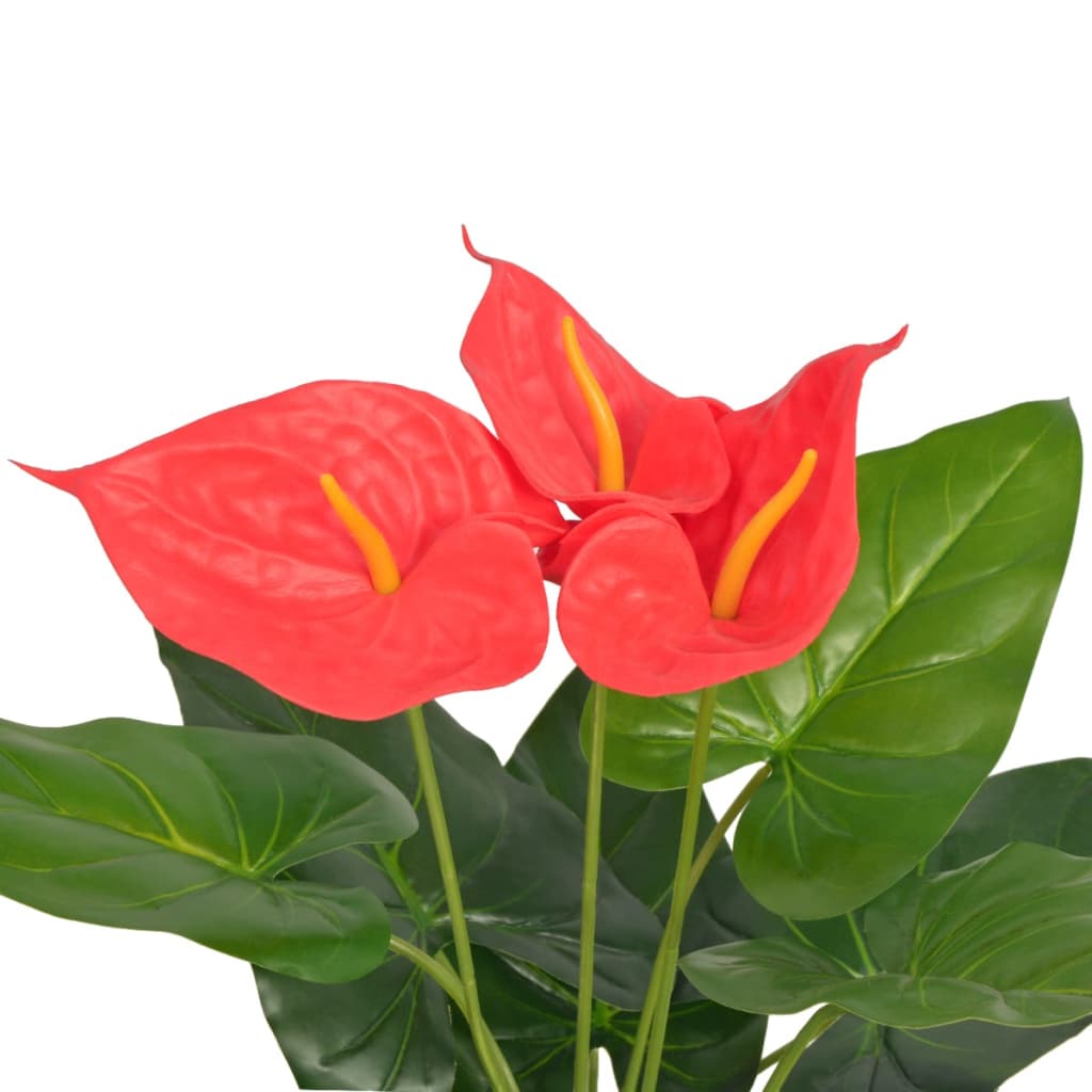 Kunst anthurium plant met pot 45 cm rood en geel