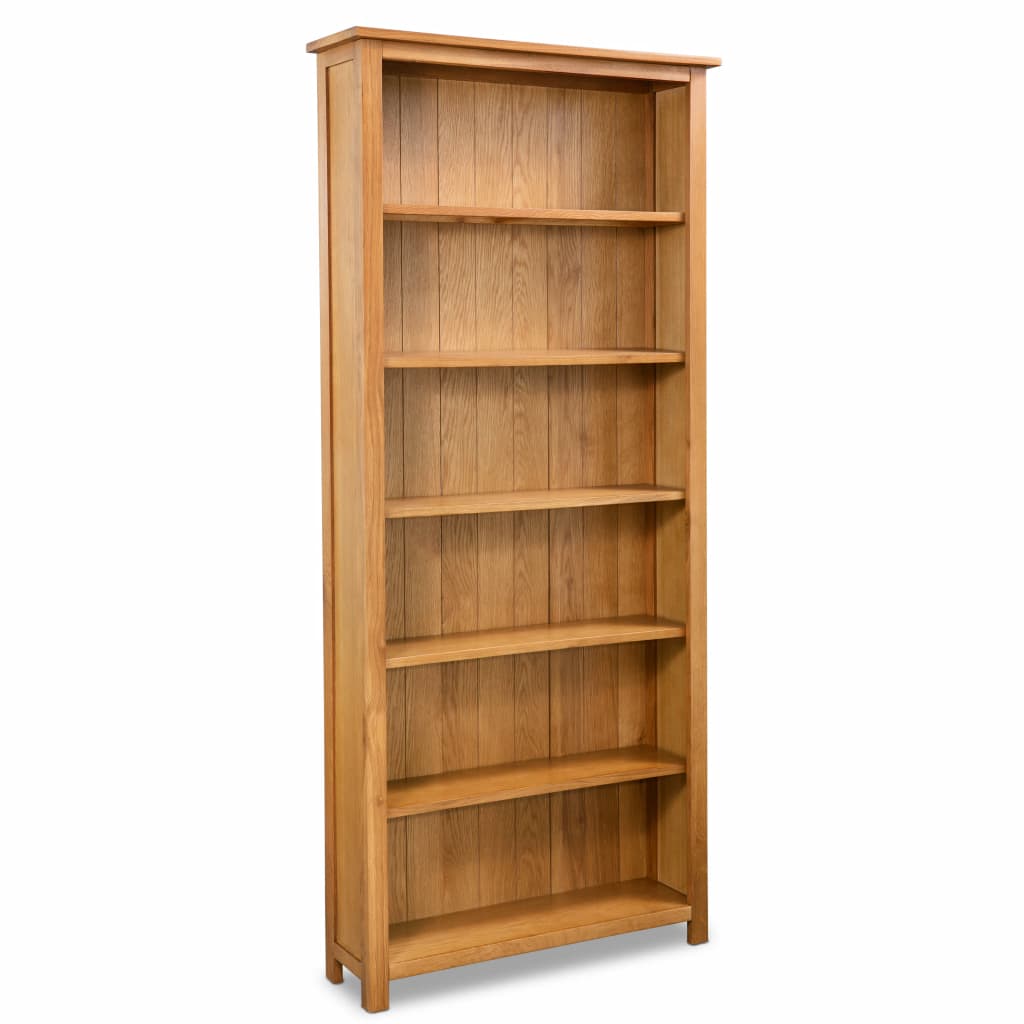 vidaXL Boekenkast met 6 schappen 80x22,5x180 cm massief eikenhout