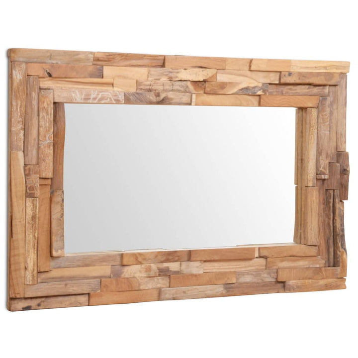 Decoratieve spiegel rechthoekig 90x60 cm teakhout