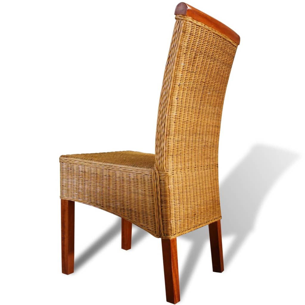 Eetkamerstoelen 6 st natuurlijk rattan bruin