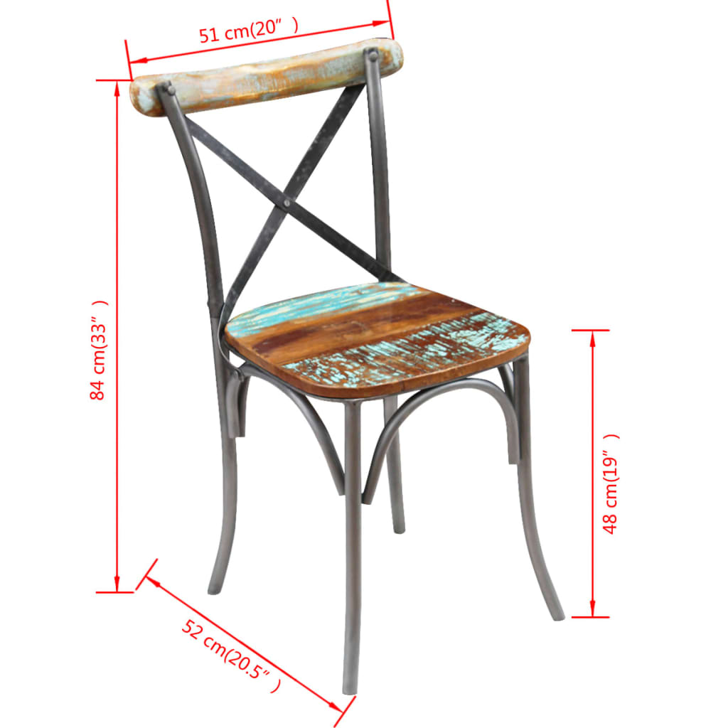 Eetkamerstoelen 4 st massief gerecycled hout