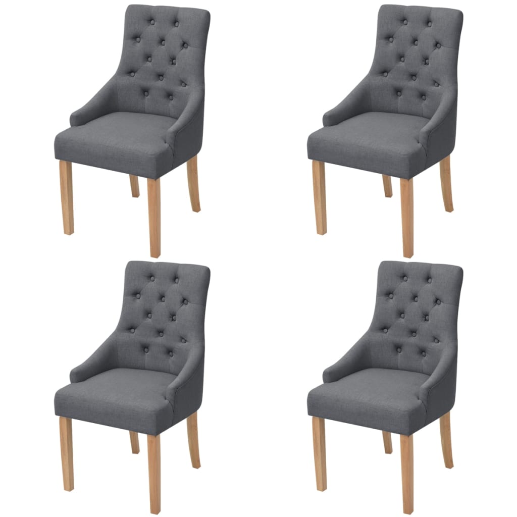 Eetkamerstoelen 4 st stof donkergrijs