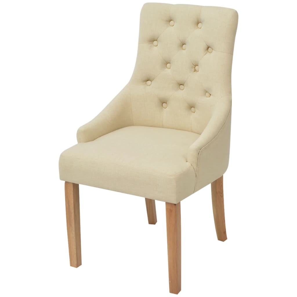 Eetkamerstoelen 4 st stof crème