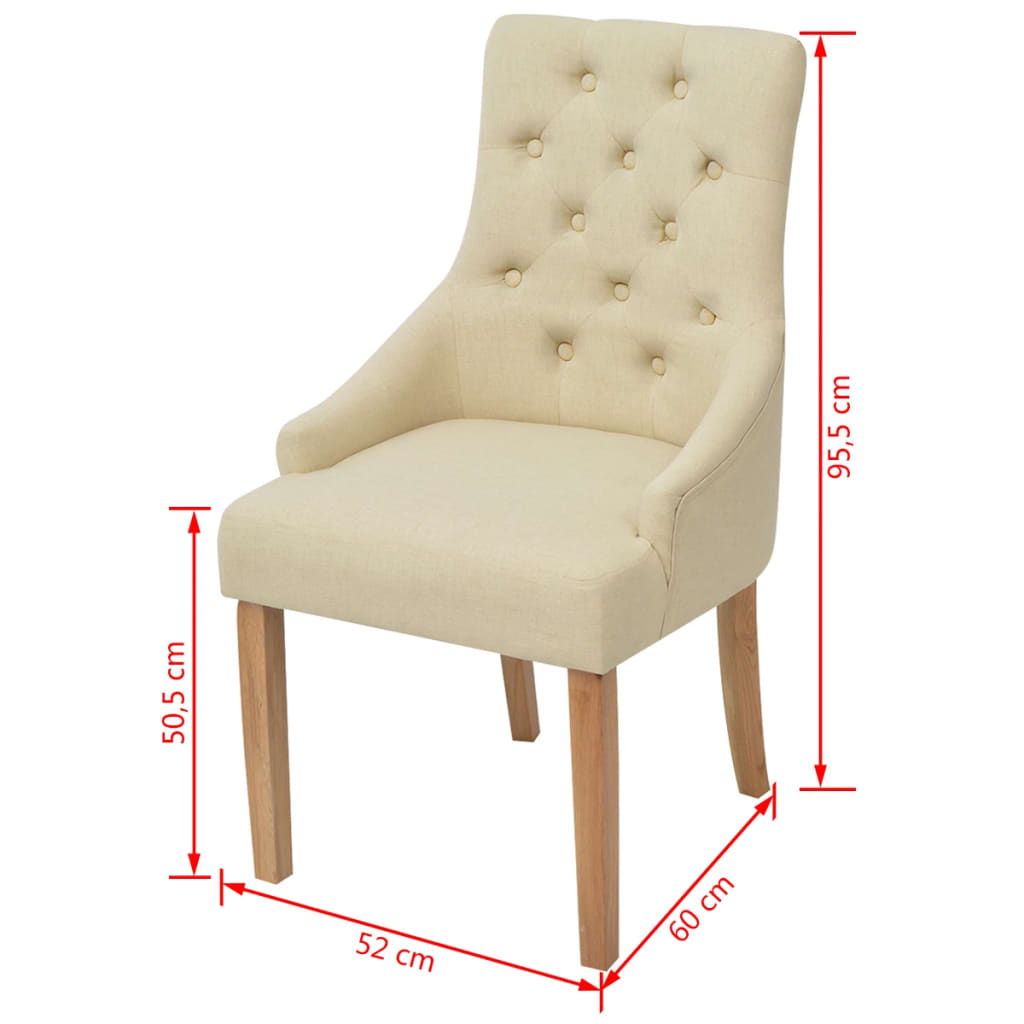 Eetkamerstoelen 4 st stof crème