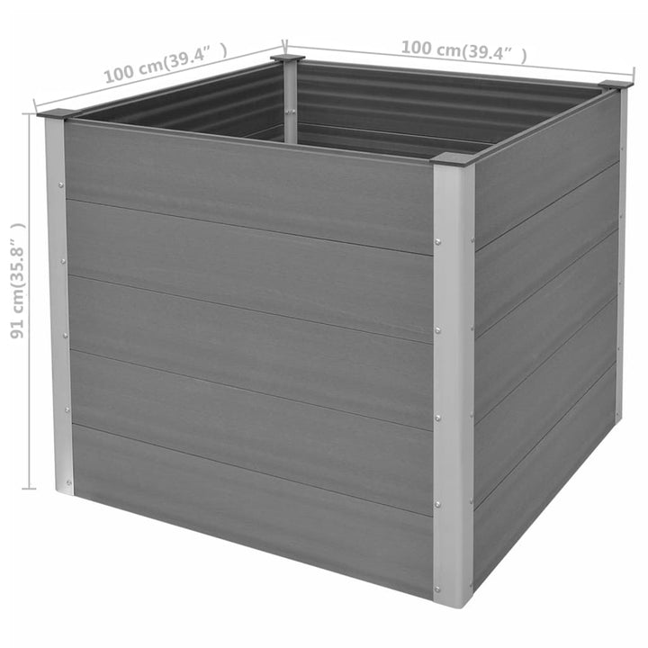 Plantenbak verhoogd 100x100x91 cm HKC grijs