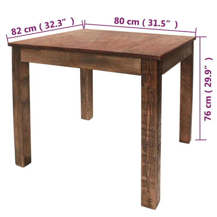 Eettafel 82x80x76 cm massief gerecycled hout