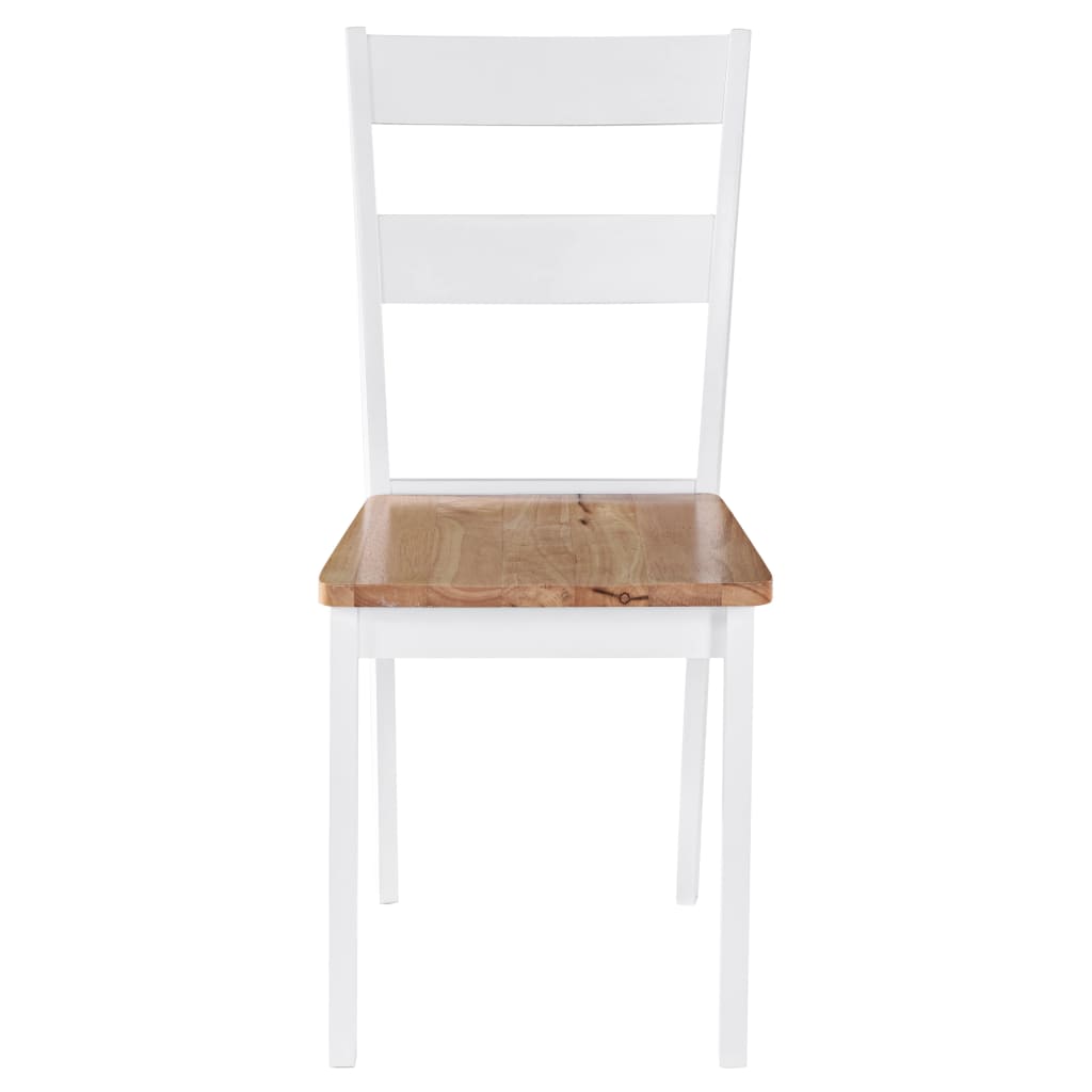 Eetkamerstoelen 4 st massief rubberwood wit