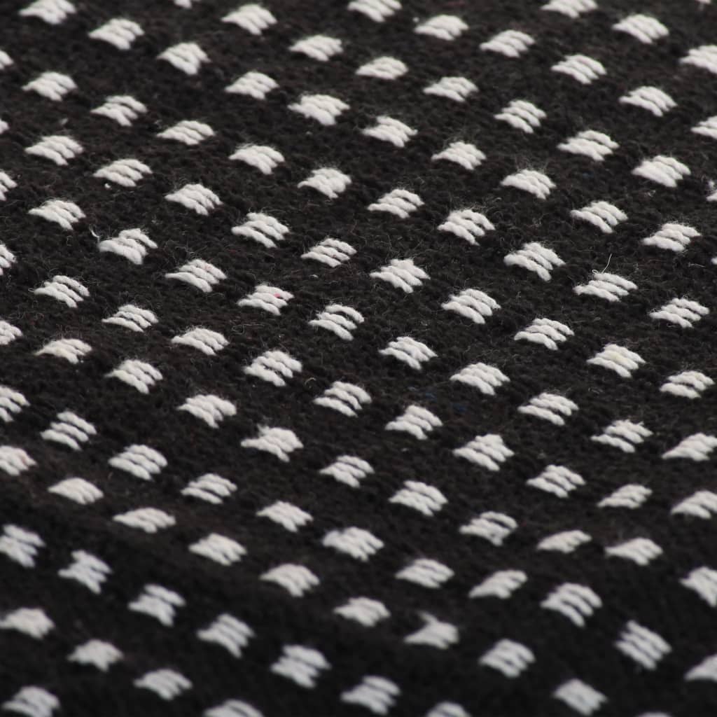 Plaid vierkanten 125x150 cm katoen zwart