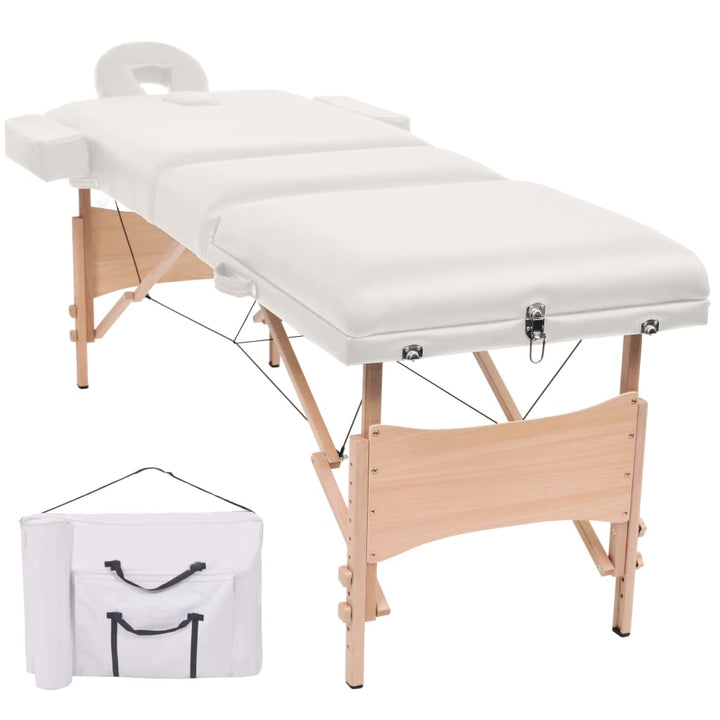 Massagetafel inklapbaar 3 zones 10 cm dik wit