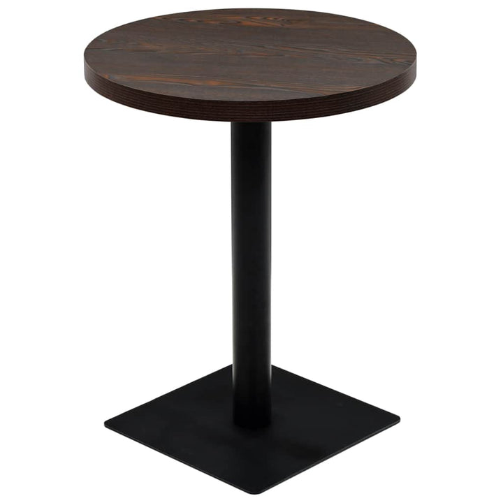 Bistrotafel rond 60x75 cm MDF en staal donker essenkleur