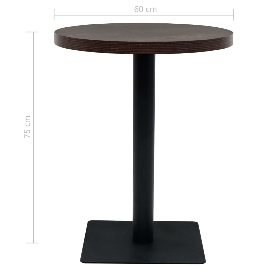 Bistrotafel rond 60x75 cm MDF en staal donker essenkleur