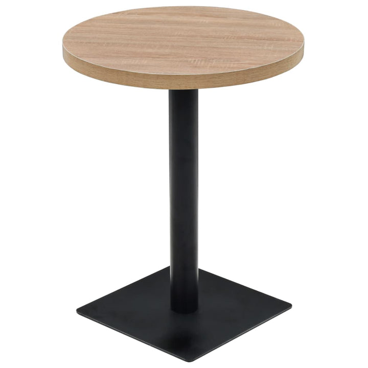 Bistrotafel rond 60x75 cm MDF en staal eikenkleur