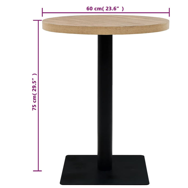 Bistrotafel rond 60x75 cm MDF en staal eikenkleur