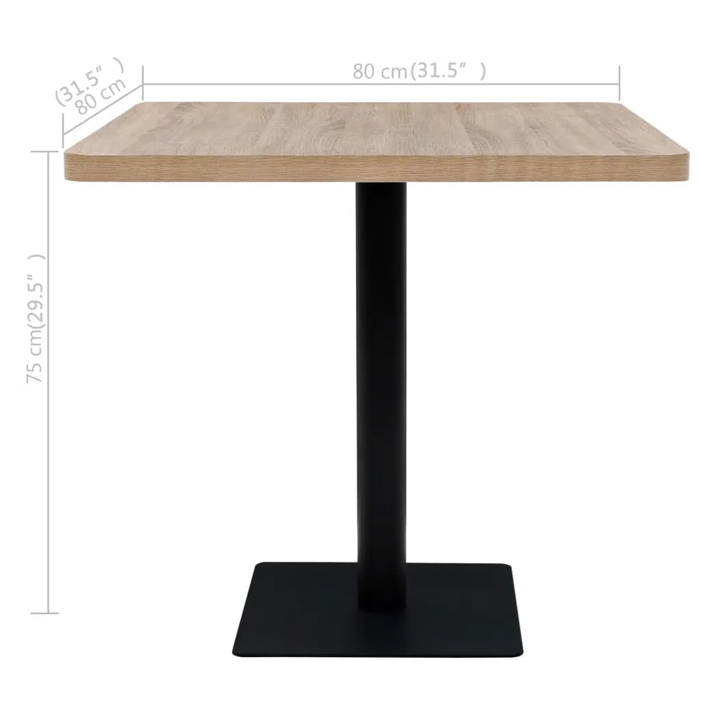 Bistrotafel vierkant 80x80x75 cm MDF en staal eikenkleur