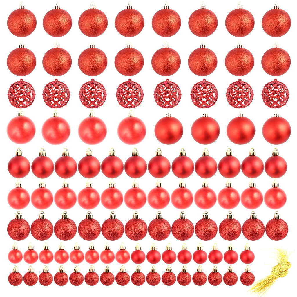 100-delige Kerstballenset 3/4/6 cm rood