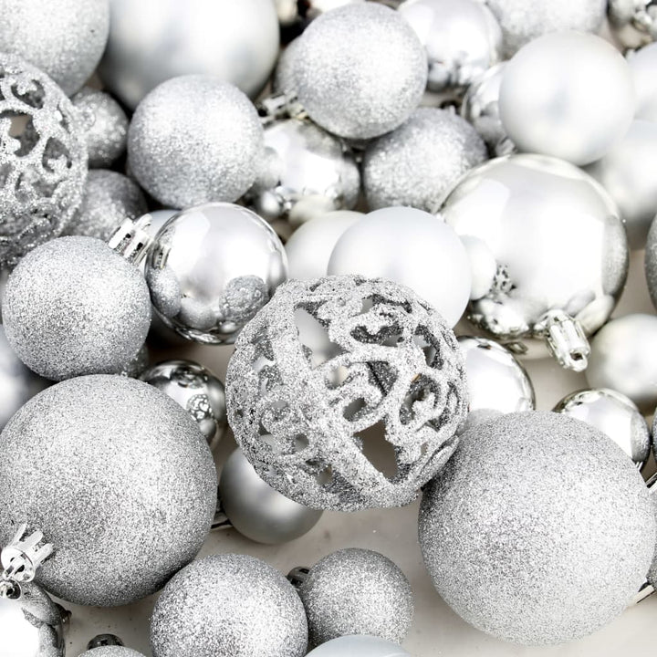 Kerstballenset 6 cm zilver 100-delig