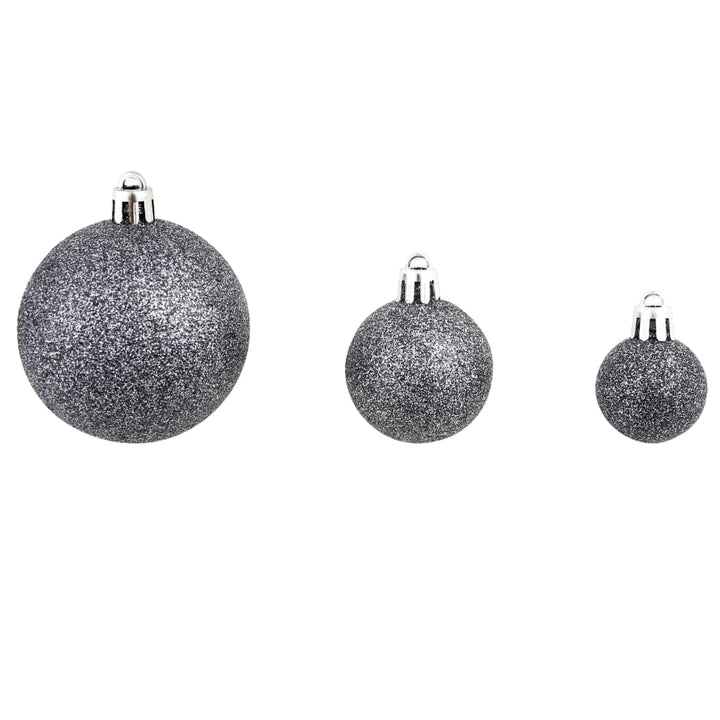 Kerstballenset 6 cm wit/grijs 100-delig