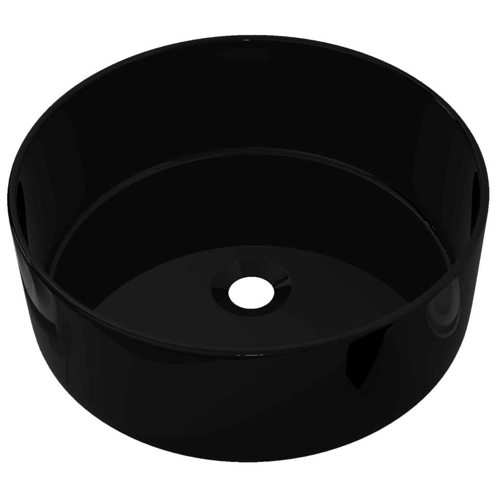 Wastafel rond 40x15 cm keramiek zwart