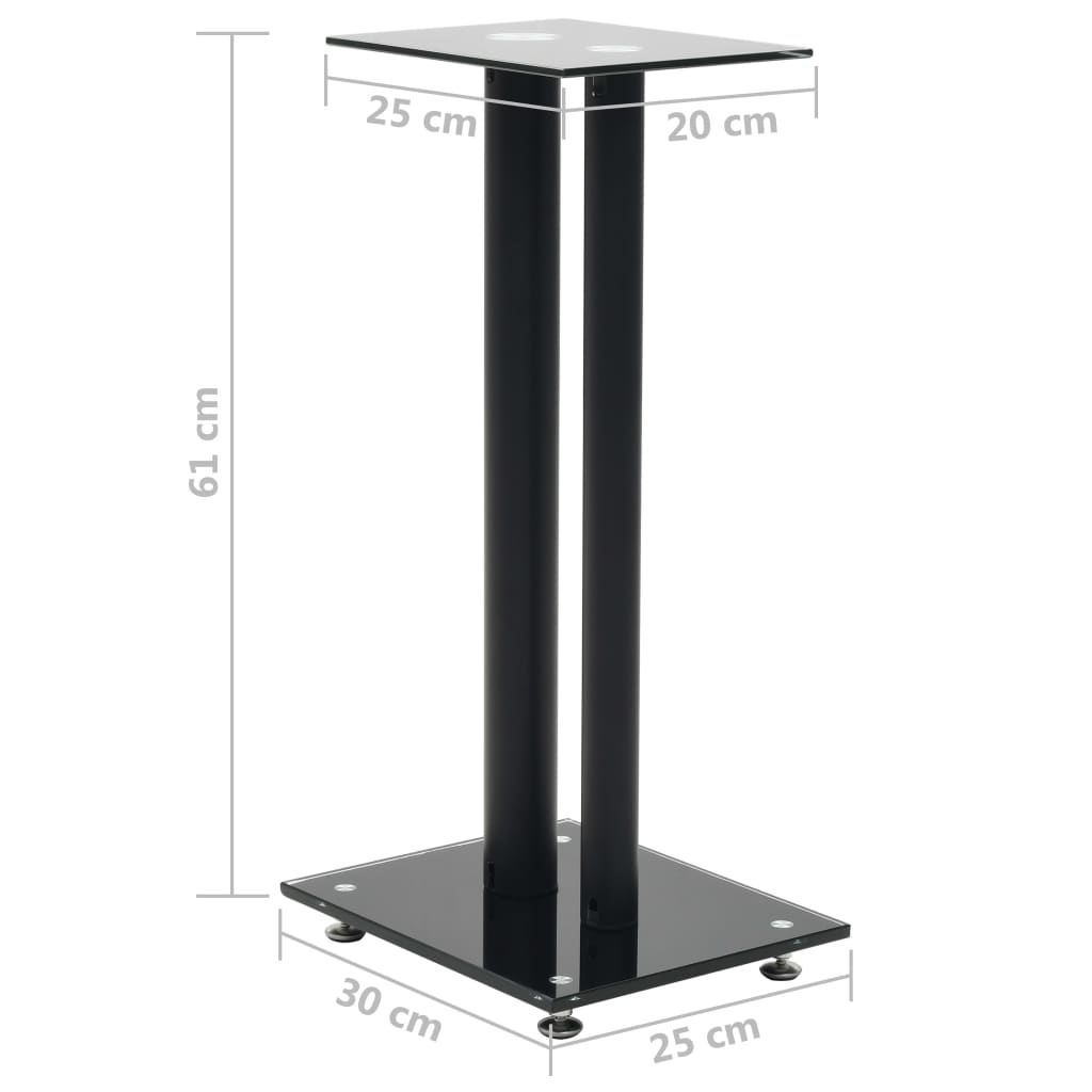 Speakerstandaarden zuil-ontwerp gehard glas zwart 2 st