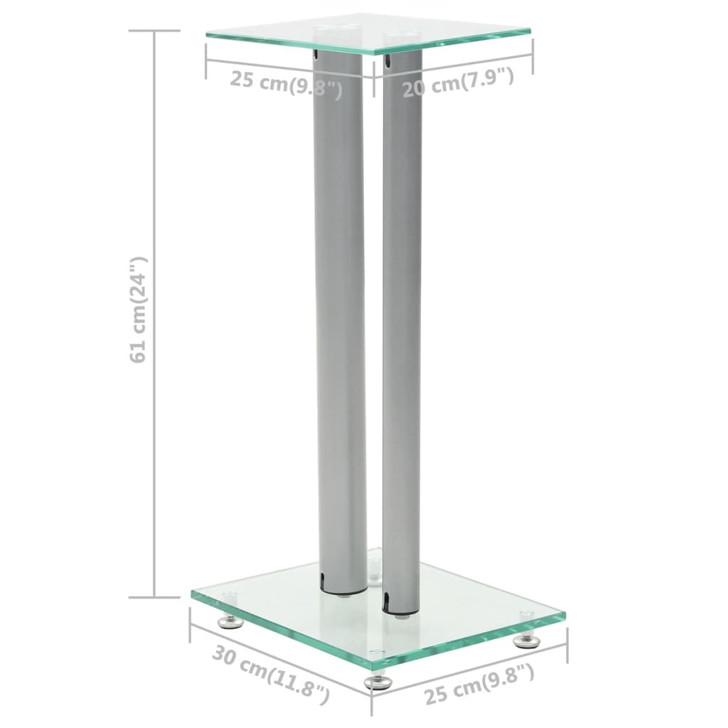 Speakerstandaarden zuil-ontwerp gehard glas zilver 2 st
