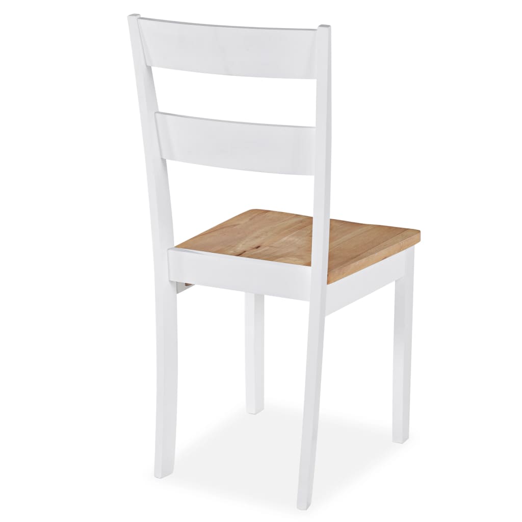 Eetkamerstoelen 6 st massief rubberwood wit