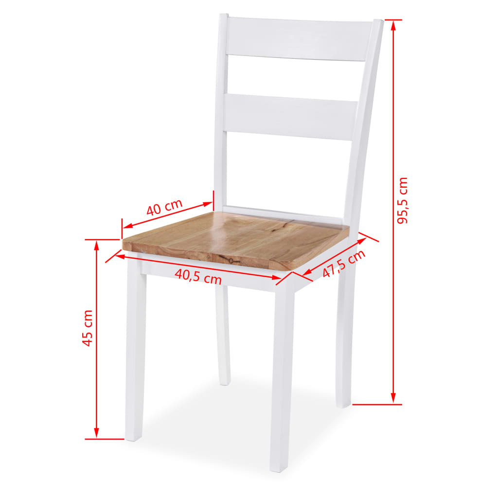 Eetkamerstoelen 6 st massief rubberwood wit