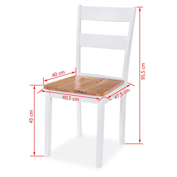 Eetkamerstoelen 6 st massief rubberwood wit