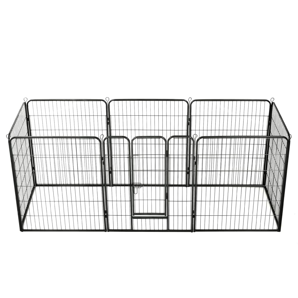 Hondenren met 8 panelen 80x100 cm staal zwart