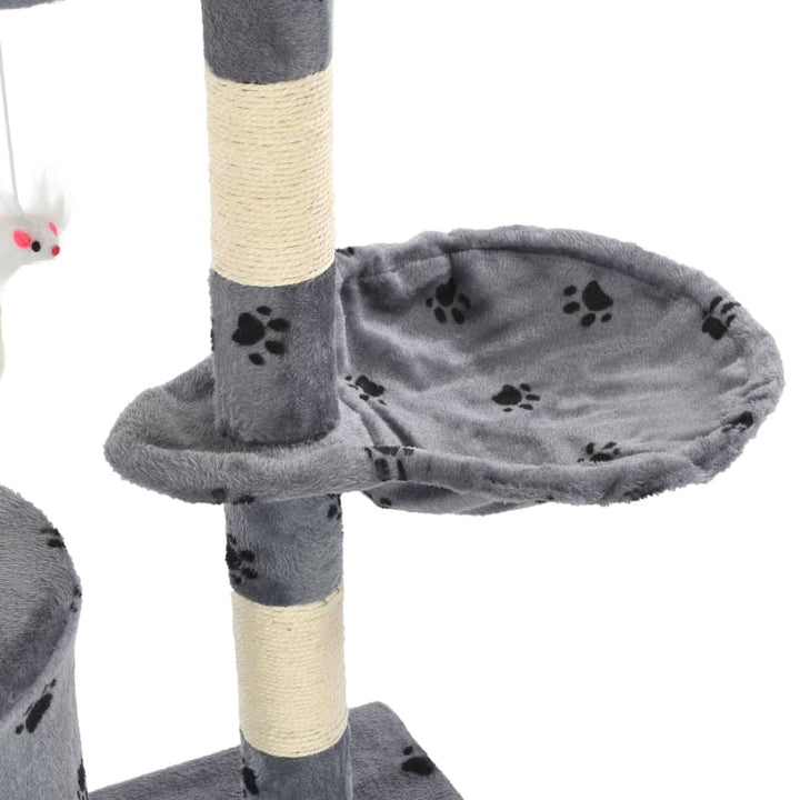 Kattenkrabpaal met sisal krabpalen 138 cm pootafdrukken grijs