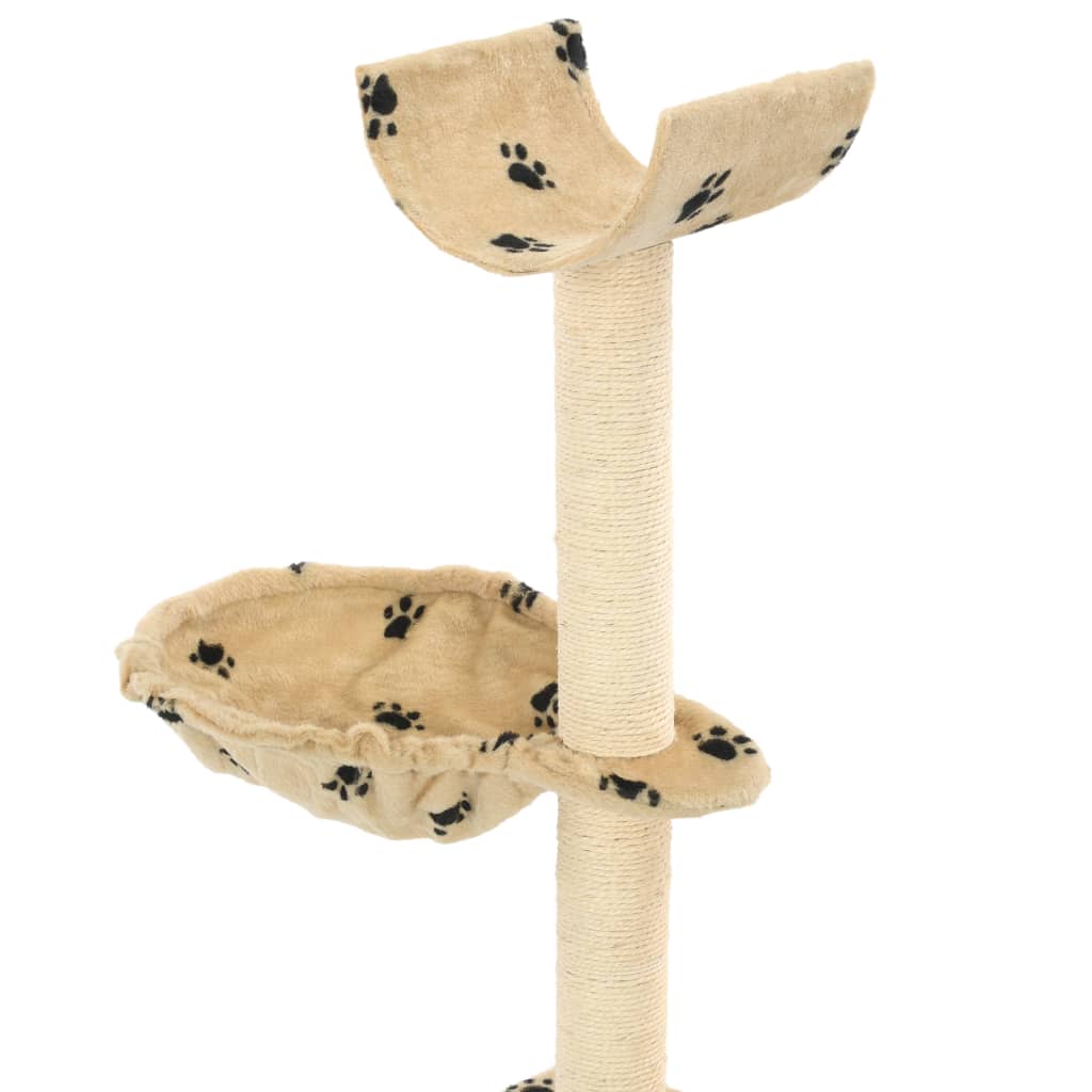 Kattenkrabpaal met sisal krabpalen 105 cm pootafdrukken beige