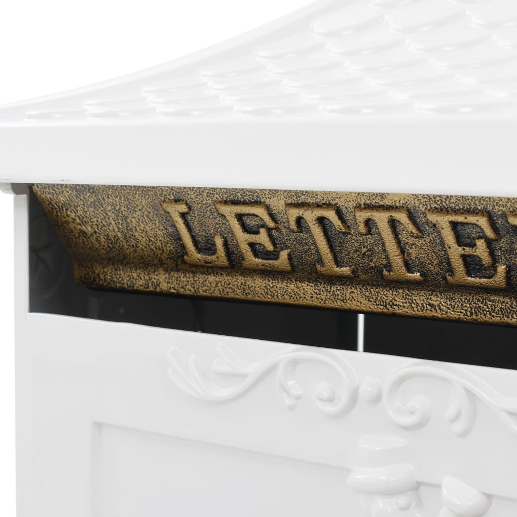 Staande brievenbus vintage stijl roestbestendig aluminium wit