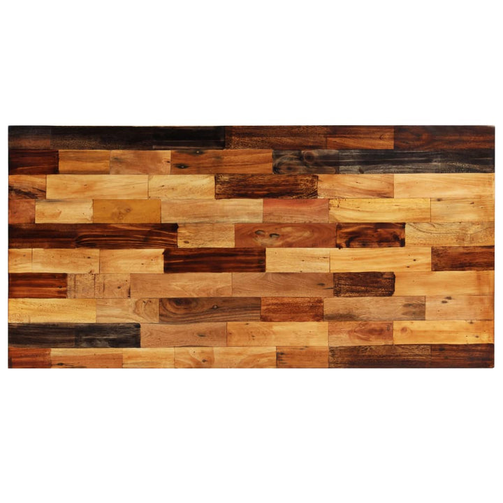 5-delige Barset massief gerecycled hout en echt geitenleer