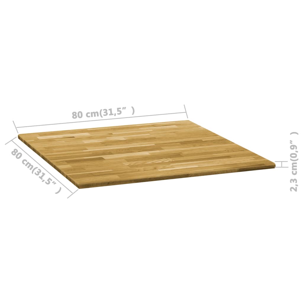 Tafelblad vierkant 23 mm 80x80 cm massief eikenhout