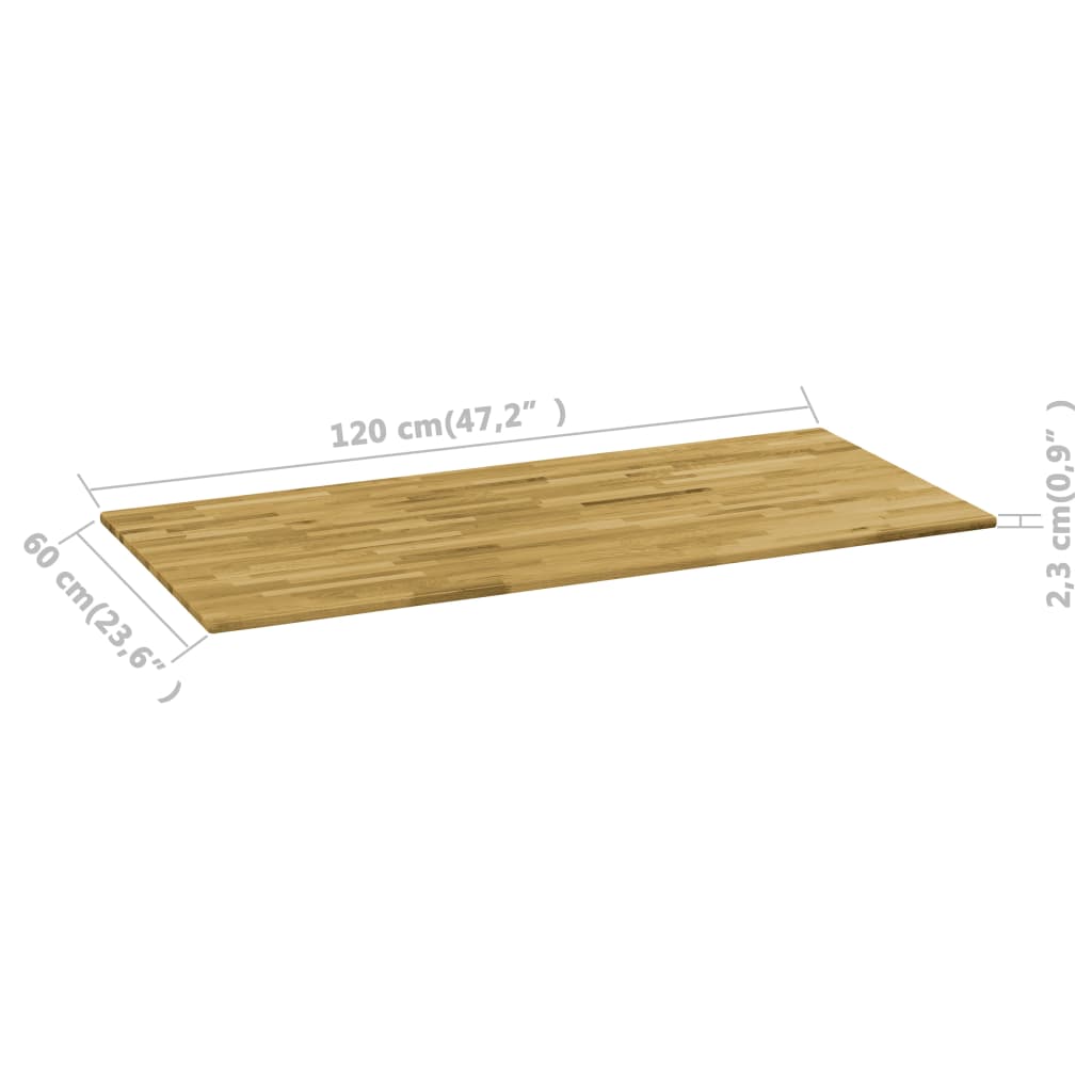 Tafelblad rechthoekig 23 mm 120x60 cm massief eikenhout