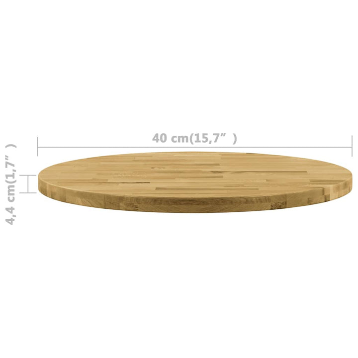 Tafelblad rond 44 mm 400 mm massief eikenhout