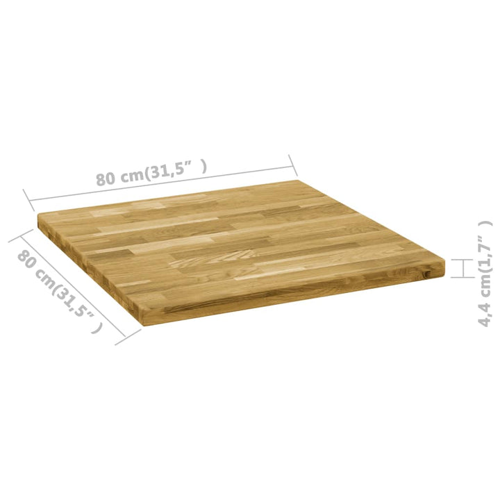 Tafelblad vierkant 44 mm 80x80 cm massief eikenhout