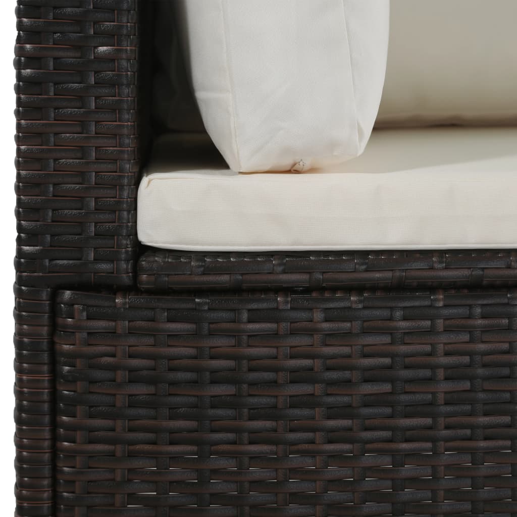 4-delige Loungeset met kussens poly rattan bruin