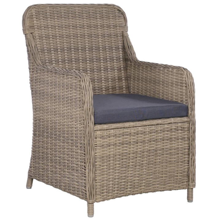 Tuinstoelen 2 st met kussens poly rattan bruin