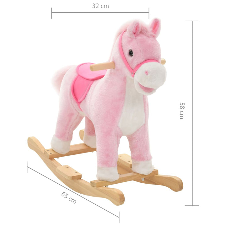 Hobbeldier paard 65x32x58 cm pluche roze
