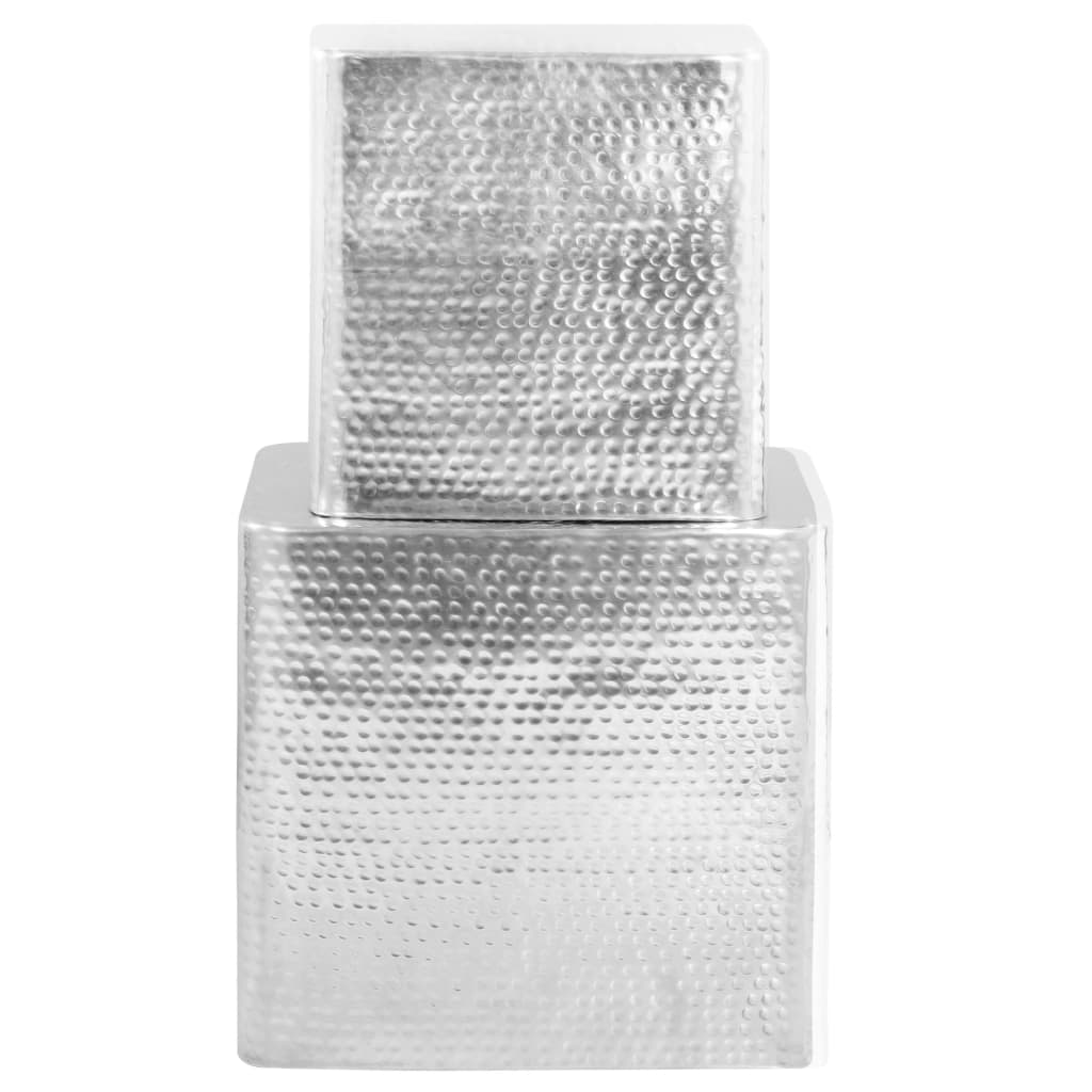 Salontafel 2 st aluminium zilver