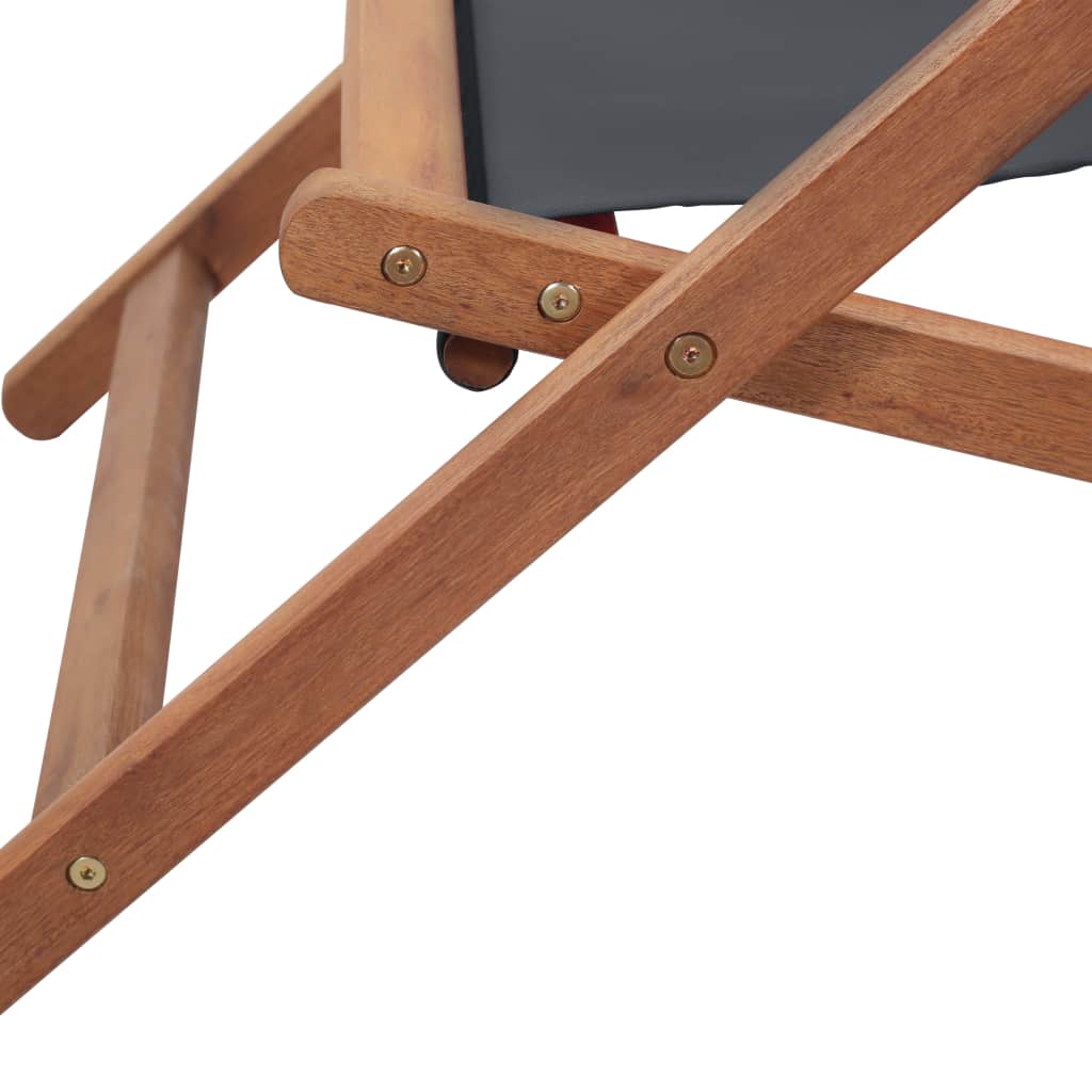 Strandstoel inklapbaar stof en houten frame grijs