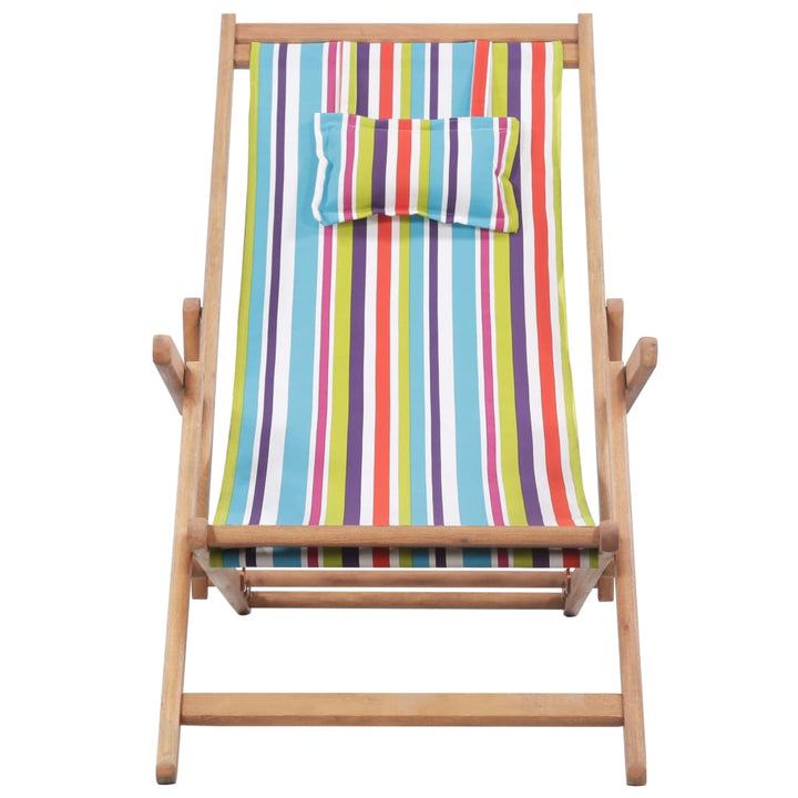 Strandstoel inklapbaar stof en houten frame meerkleurig