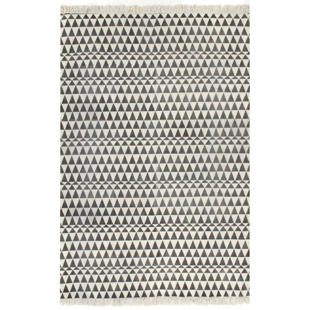 Kelim vloerkleed met patroon 120x180 cm katoen zwart/wit