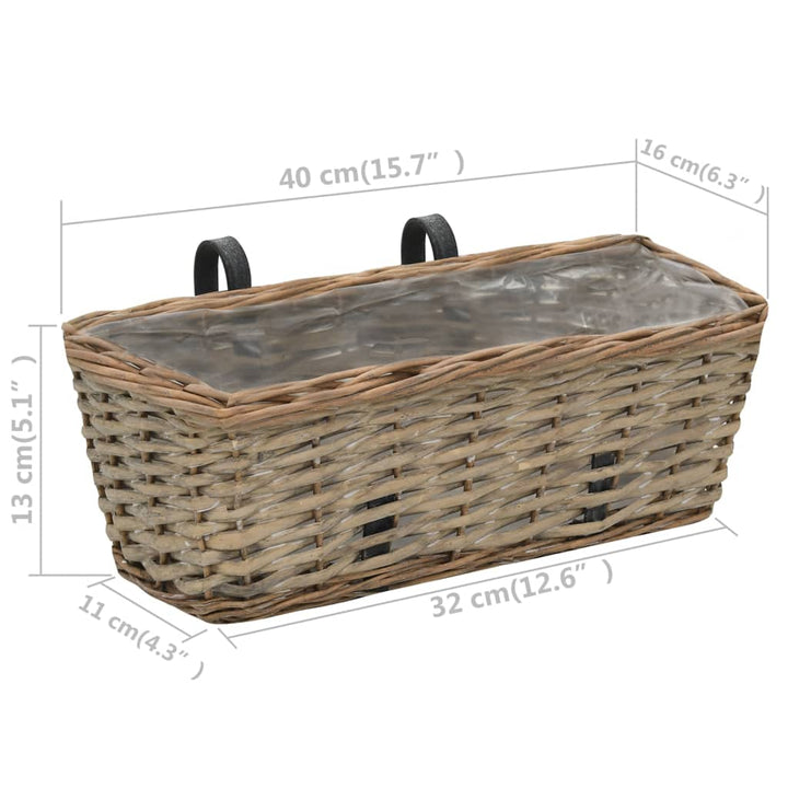 Balkonbakken 2 st 40 cm wicker met PE-voering