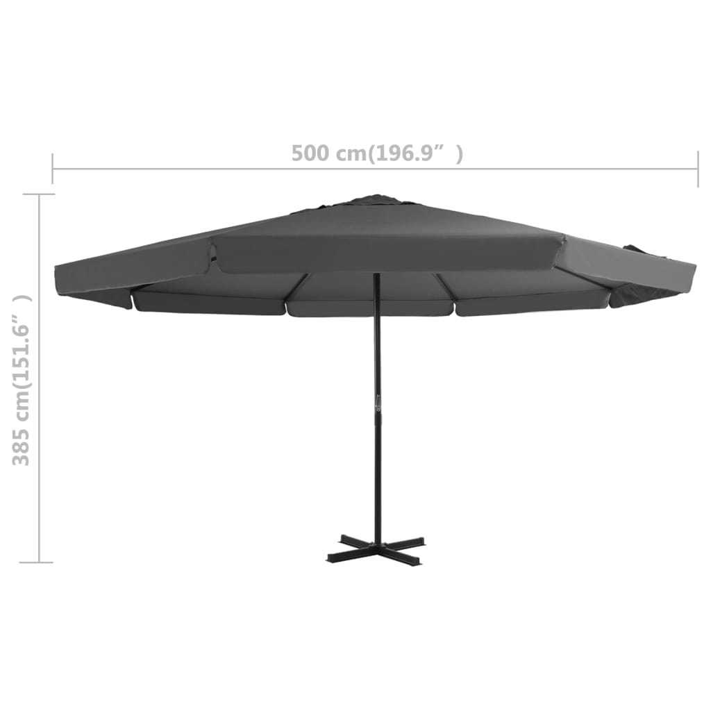 Parasol met aluminium paal 500 cm antraciet