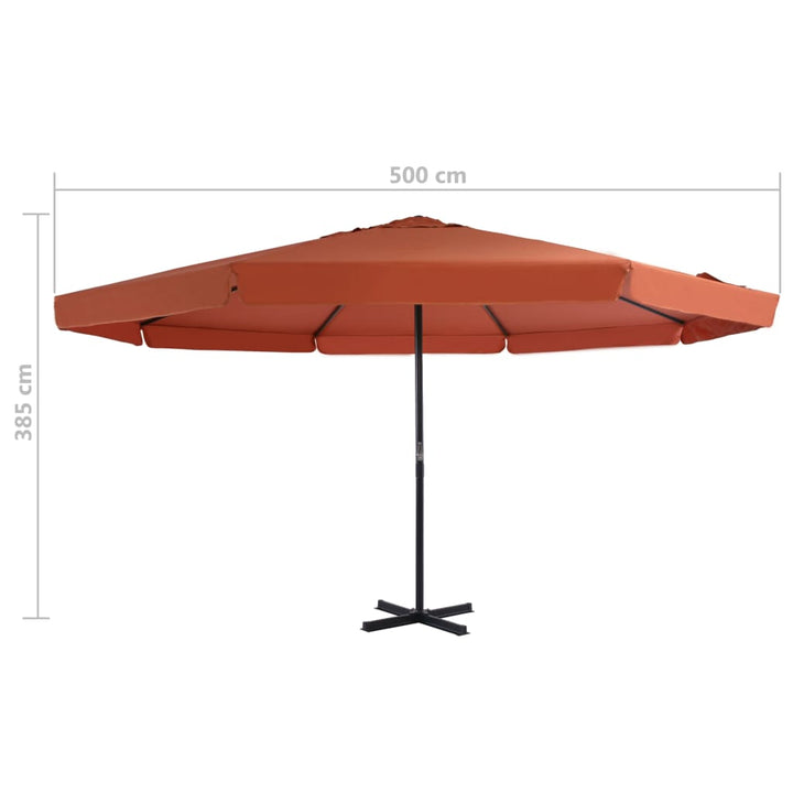 Parasol met aluminium paal 500 cm terracottakleurig