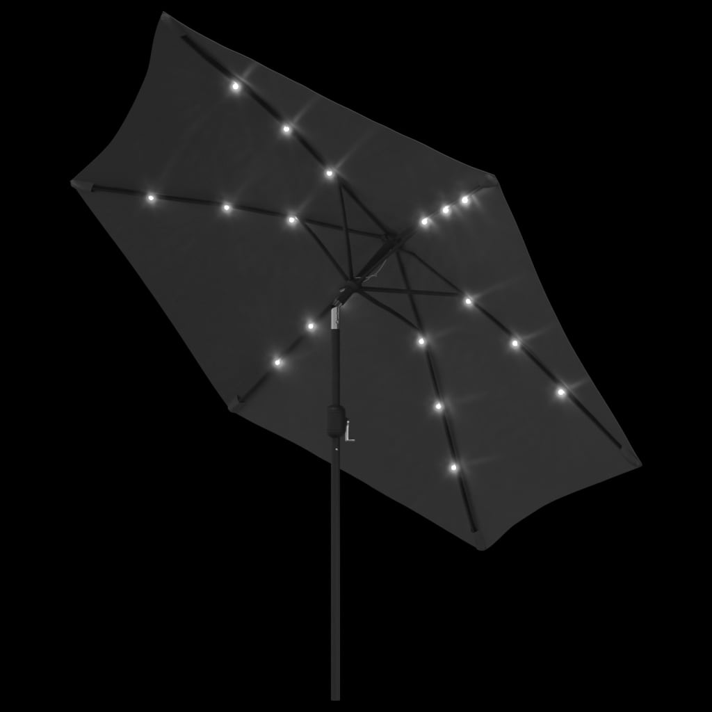 Parasol met LED-verlichting en stalen paal 300 cm antraciet