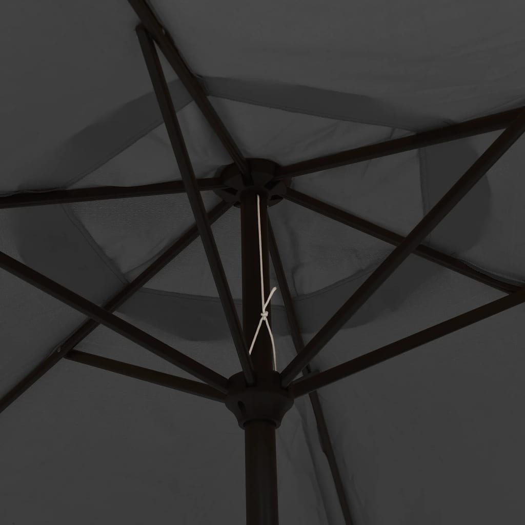Parasol met LED-verlichting en stalen paal 300 cm antraciet